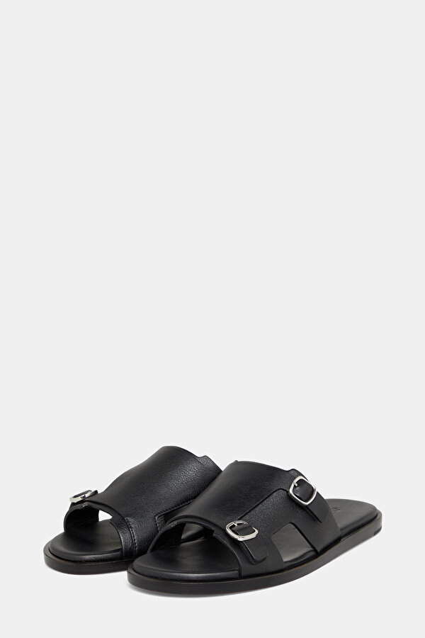 BLACK LEATHER SLIPPER 2