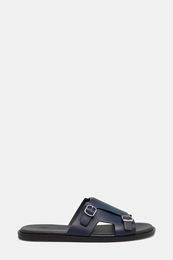 NAVY BLUE LEATHER SLIPPER
