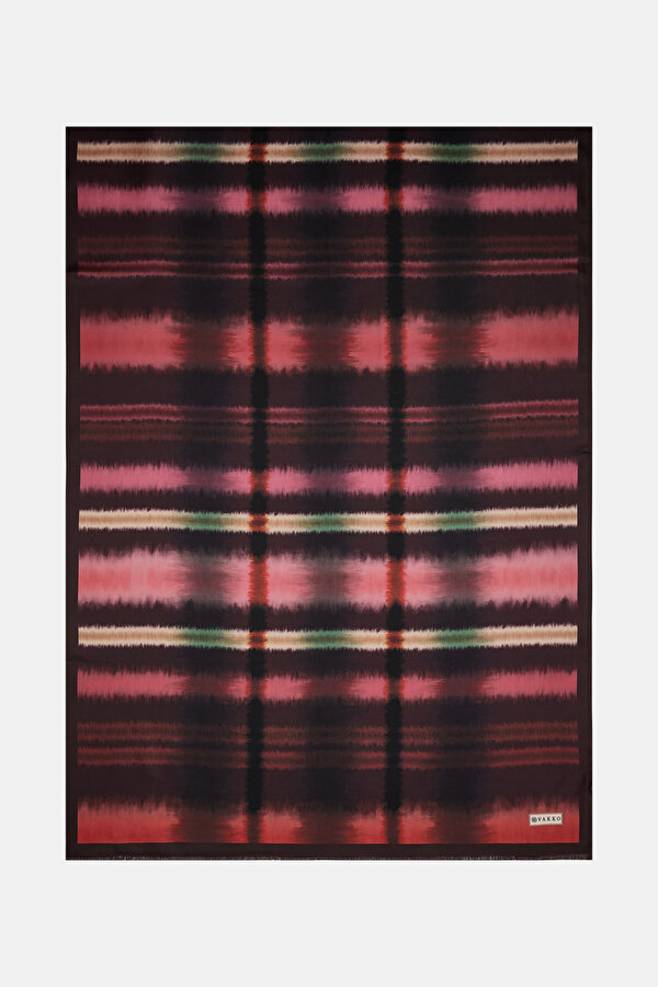 MAROON GEOMETRIC DESIGN TWILL SHAWL