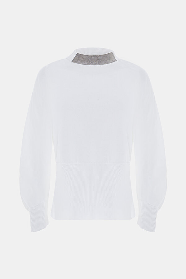 WHITE BASIC / ROUND NECKLINE TRICOT
