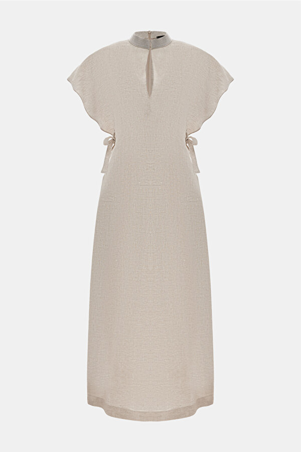 NATURAL SHORT SLEEVE DRESS