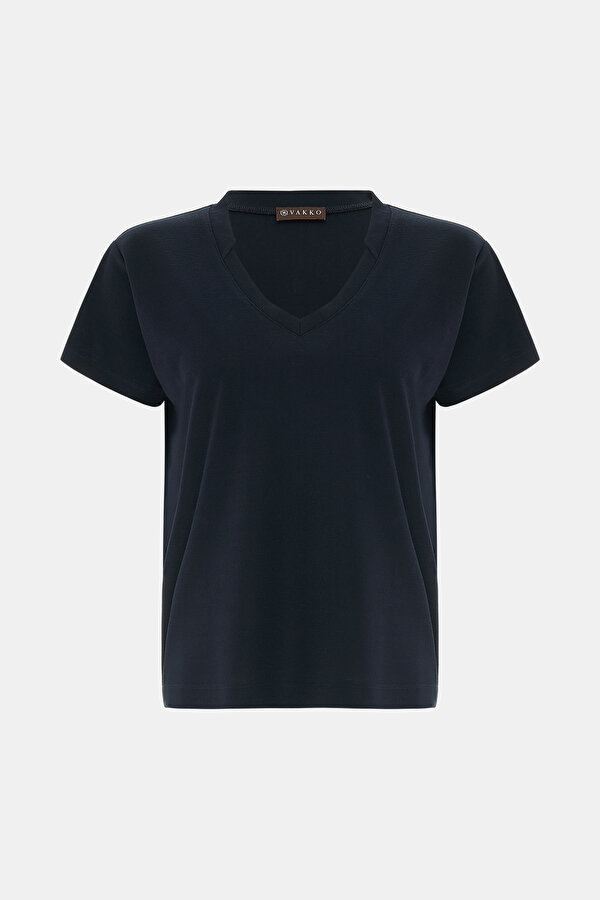 NAVY BLUE V NECK SHORT SLEEVE TSHIRT