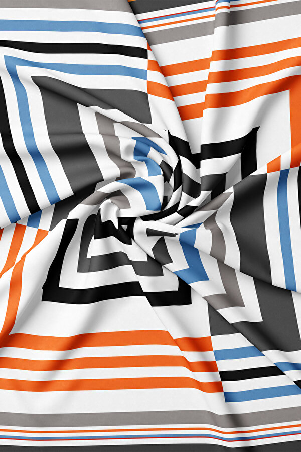GRİ GEOMETRİK DESENLİ TWİLL EŞARP 2