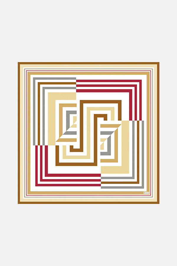 CAMEL GEOMETRİK DESENLİ TWİLL EŞARP