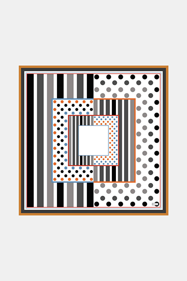 GRİ GEOMETRİK DESENLİ TWİLL EŞARP