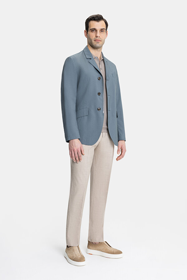 BLUE WOOL/SILK COAT