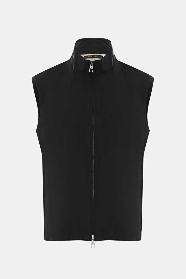 NAVY BLUE UPRIGHT COLLAR VEST