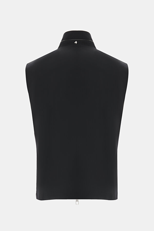 NAVY BLUE UPRIGHT COLLAR VEST 2
