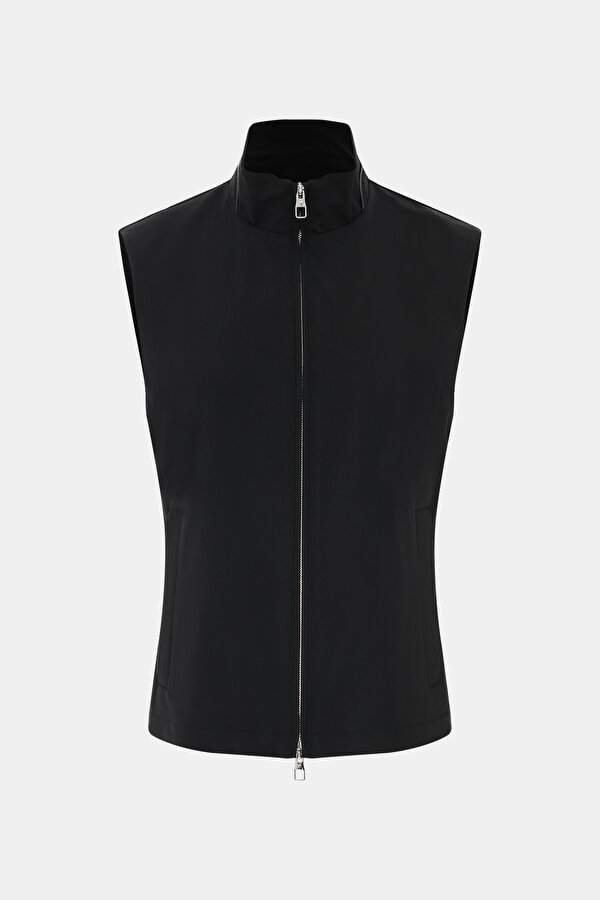 BLACK UPRIGHT COLLAR VEST