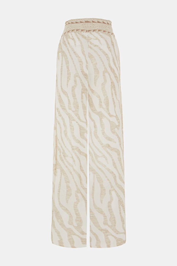 EKRU DESENLİ BOL PAÇA PANTOLON 2