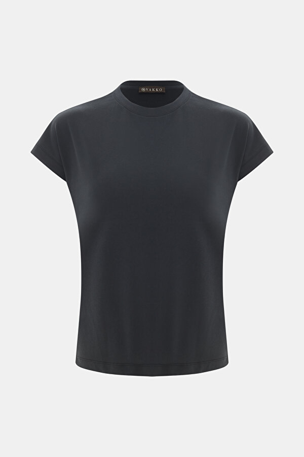 BLACK BASIC / ROUND NECKLINE SHORT SLEEVE TSHIRT