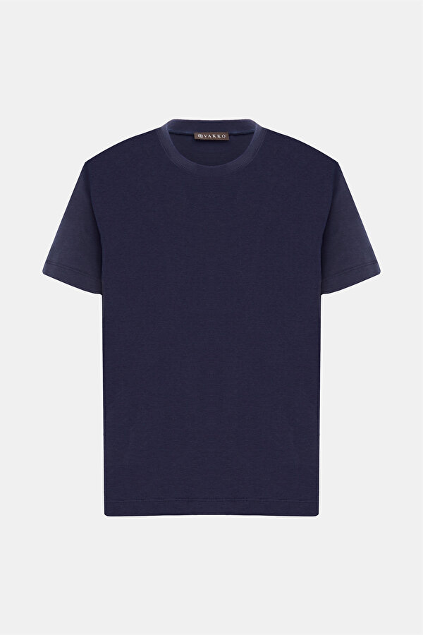 LACİVERT O YAKA KISA KOLLU T-SHİRT