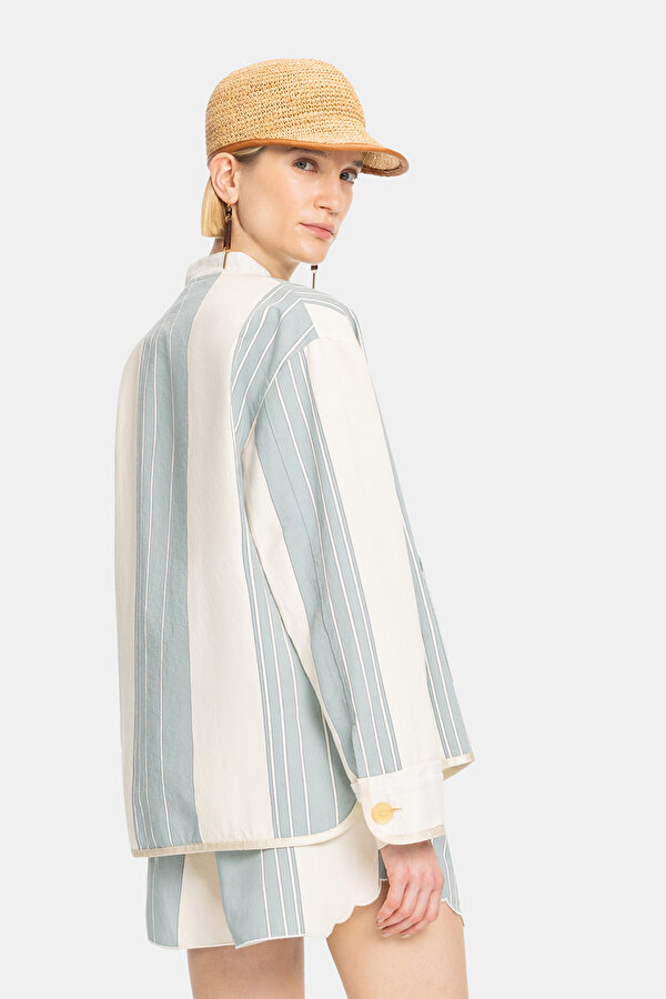ECRU MANDARIN COLLAR JACKET 7