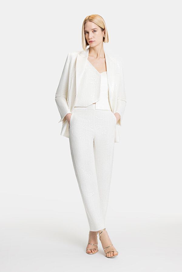 ECRU WIDE LEG TROUSERS