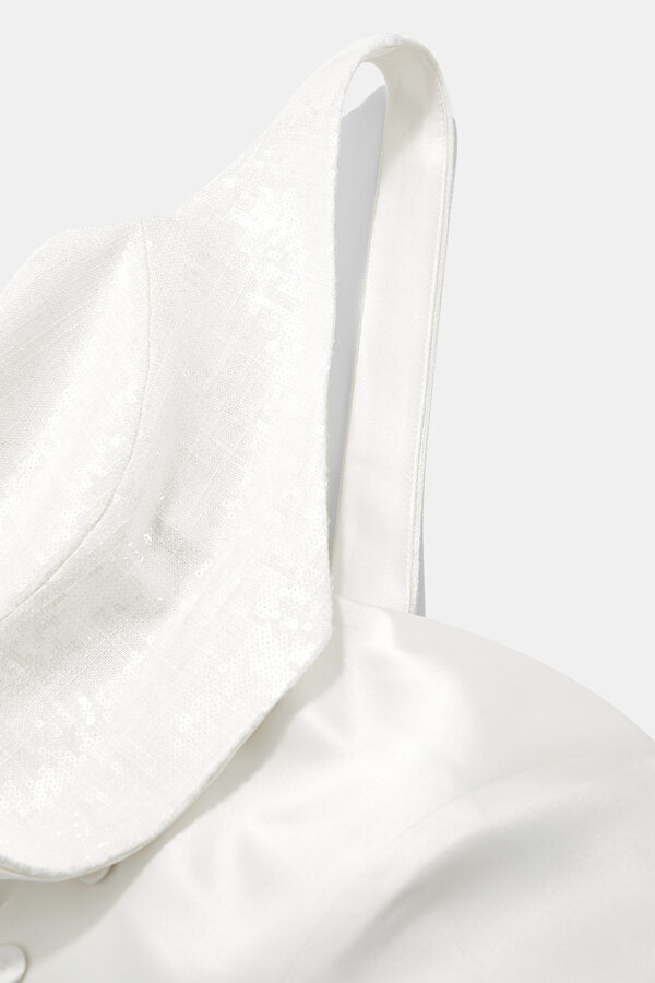 ECRU ASYMMETRIC SLEEVELESS BLOUSE 7