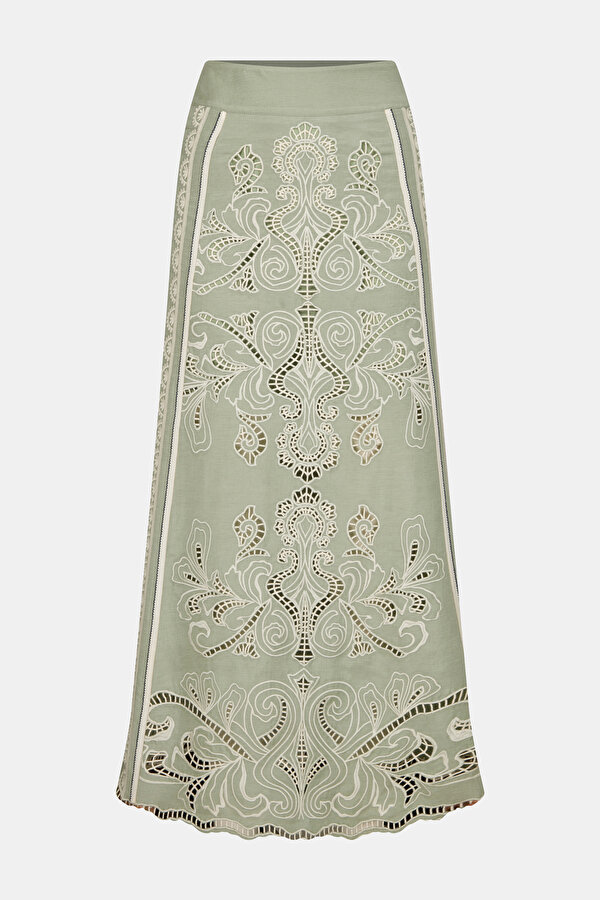 SU YEŞİLİ DANTELLİ ETEK