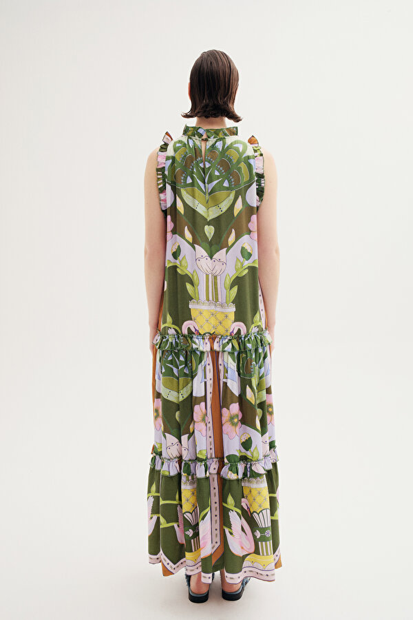 MULTİCOLOR FLORAL PATTERN MİDİ DRESS 2
