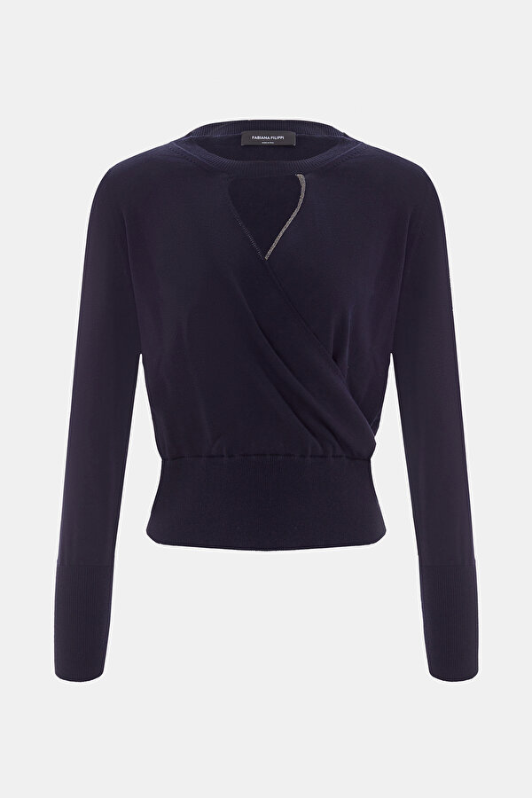 NAVY BLUE BASIC / ROUND NECKLINE TRICOT