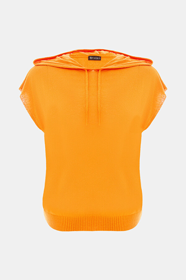 ORANGE HOODIE SLEEVELESS BLOUSE