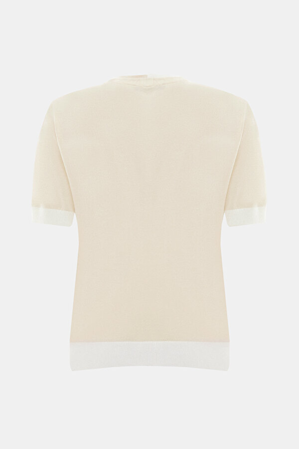 WHITE BASIC / ROUND NECKLINE SHORT SLEEVE BLOUSE 2