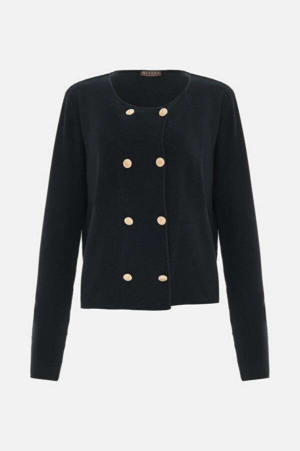 BLACK BASIC / ROUND NECKLINE JACKET