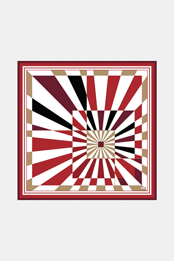 KIRMIZI GEOMETRİK DESENLİ TWİLL EŞARP