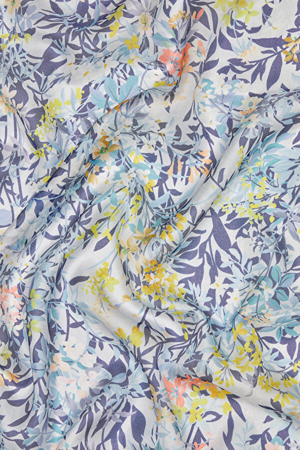NAVY BLUE FLORAL PATTERN ETAMIN VOILE SHAWL 2
