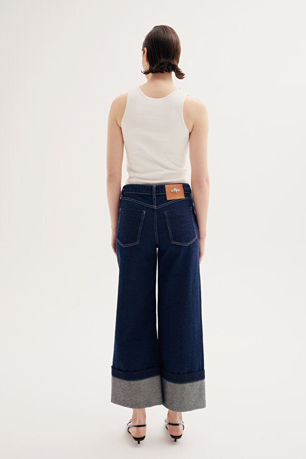 DARK BLUE WIDE LEG TROUSERS 2