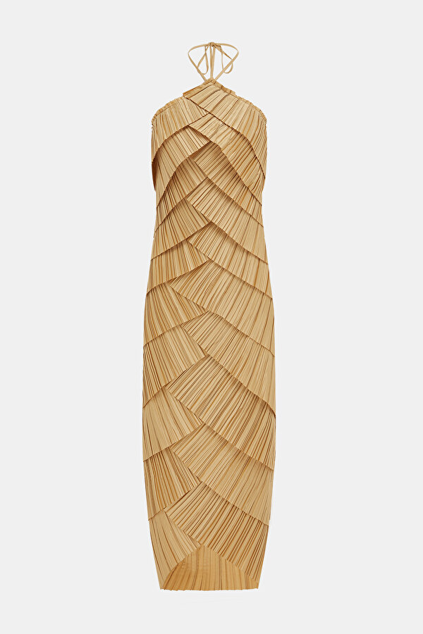 light brown midi dress Liliana Brown Asymmetrical Sleeveless Midi Dress main image 0
