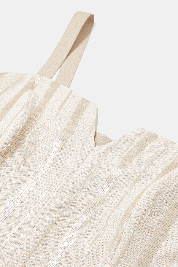 BEIGE CLEAVAGE SLEEVELESS SUSPENDER BLOUSE 7