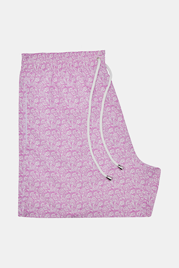 PEMBE ÇİÇEK DESENLİ LASTİKLİ MAYO 6