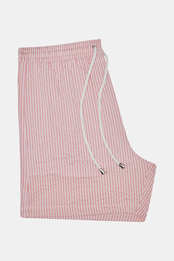 WHITE STRIPED PATTERNED ELASTIC SWIMSUIT