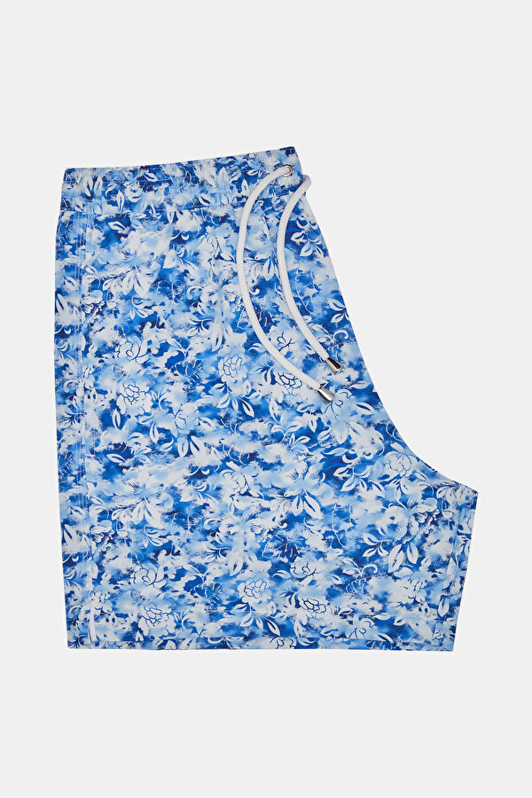 WHITE FLORAL PATTERN ELASTIC SWIMSUIT