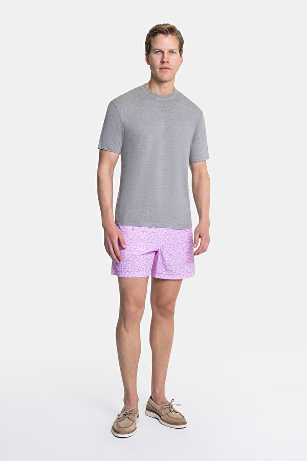 PEMBE ÇİÇEK DESENLİ LASTİKLİ MAYO