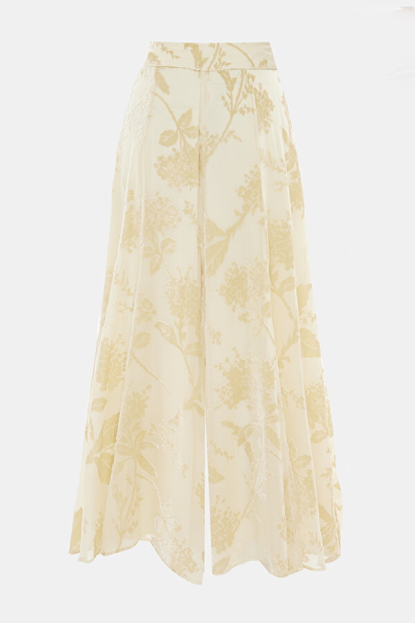 CREAM WİDE LEG VİSCOSE TROUSERS 2