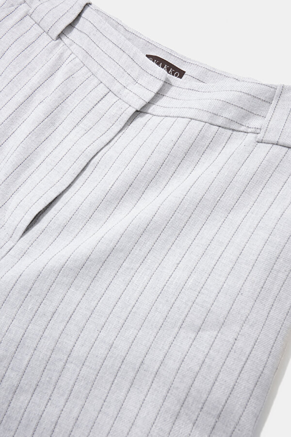 LIGHT GREY STRIPED PATTERNED WIDE LEG TROUSERS 7
