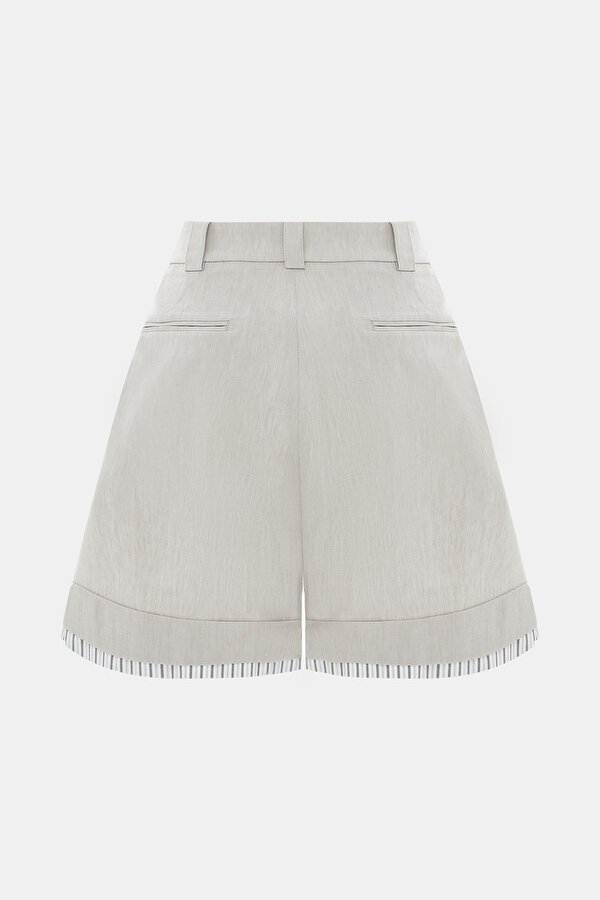 BEIGE ABOVE THE KNEE LINEN BERMUDA 6