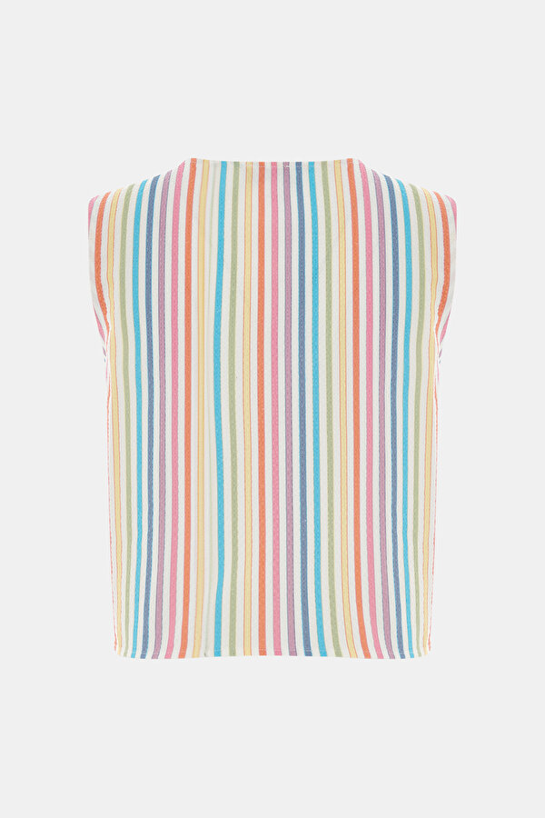 MULTICOLOR V NECK SLEEVELESS BLOUSE 7