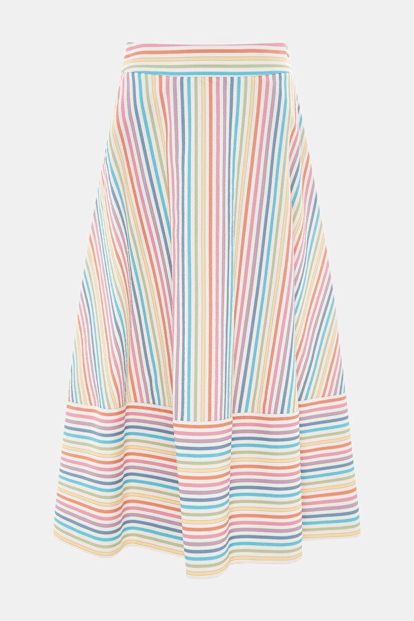 MULTICOLOR STRIPED PATTERNED MIDI SKIRT 6