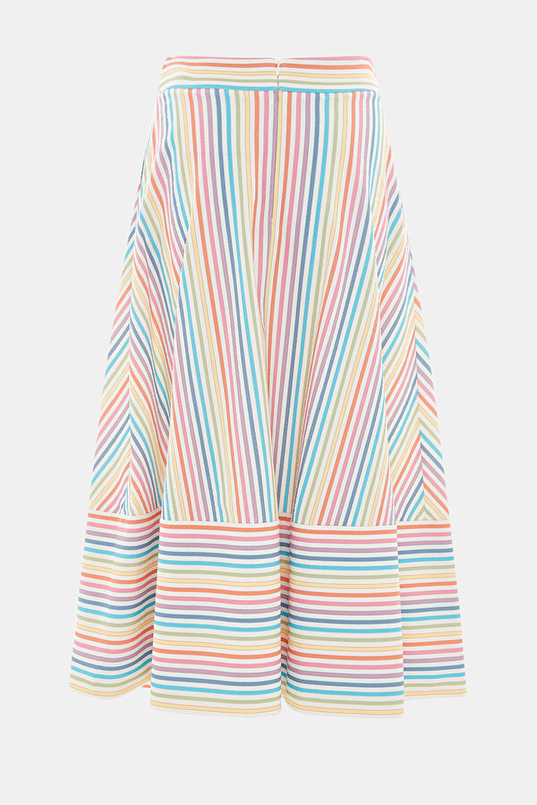 MULTICOLOR STRIPED PATTERNED MIDI SKIRT 7