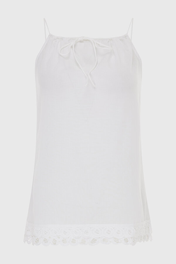 WHITE SLEEVELESS SUSPENDER BLOUSE