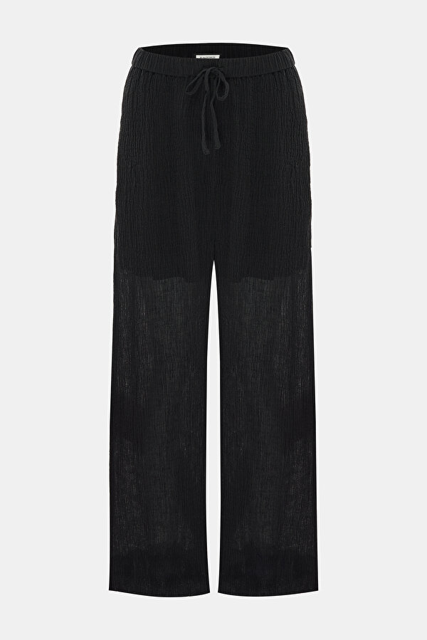 RELAX FIT BLACK WIDE LEG TROUSERS