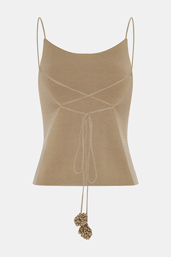 CREAM SLEEVELESS SUSPENDER BLOUSE 2