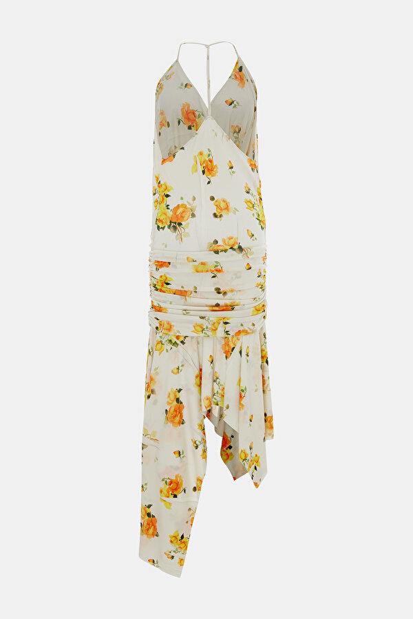 WHITE DESIGN FILLED MIDI DRESS 2