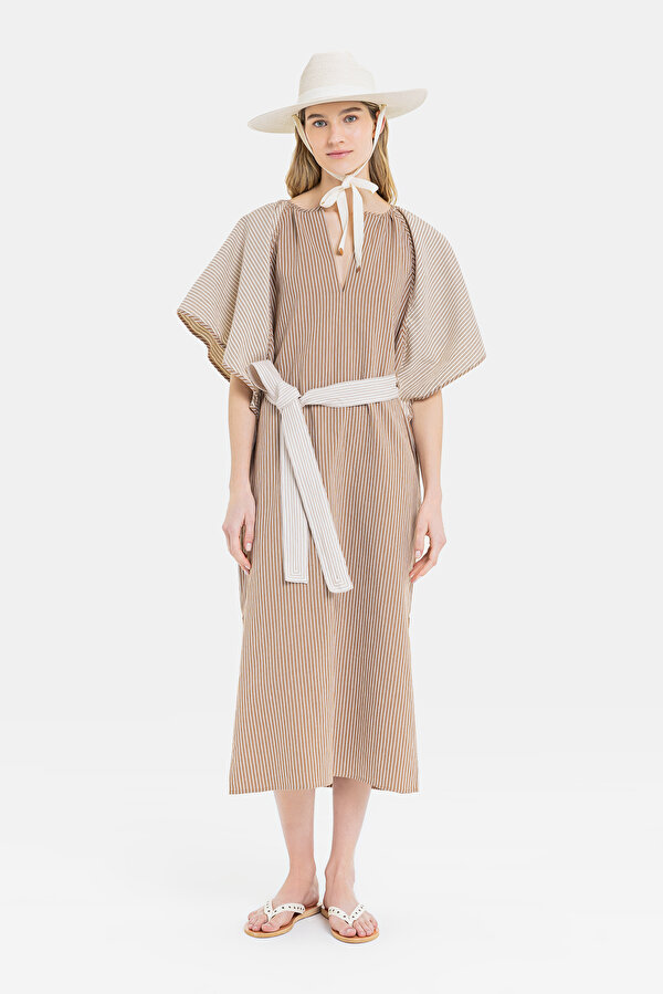 BEIGE SHORT SLEEVE DRESS