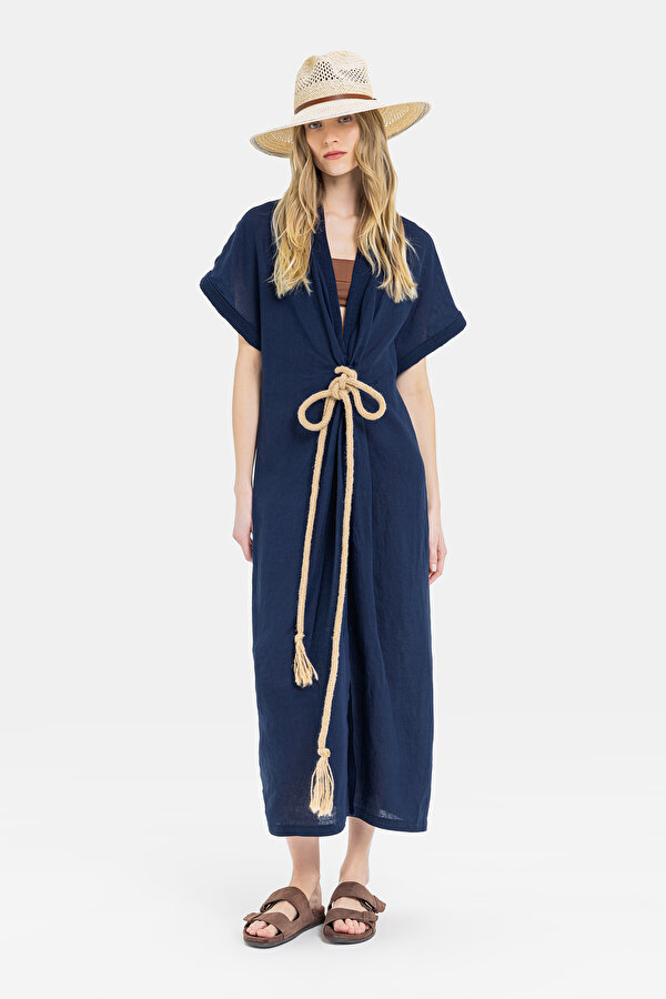NAVY BLUE LINEN KAFTA