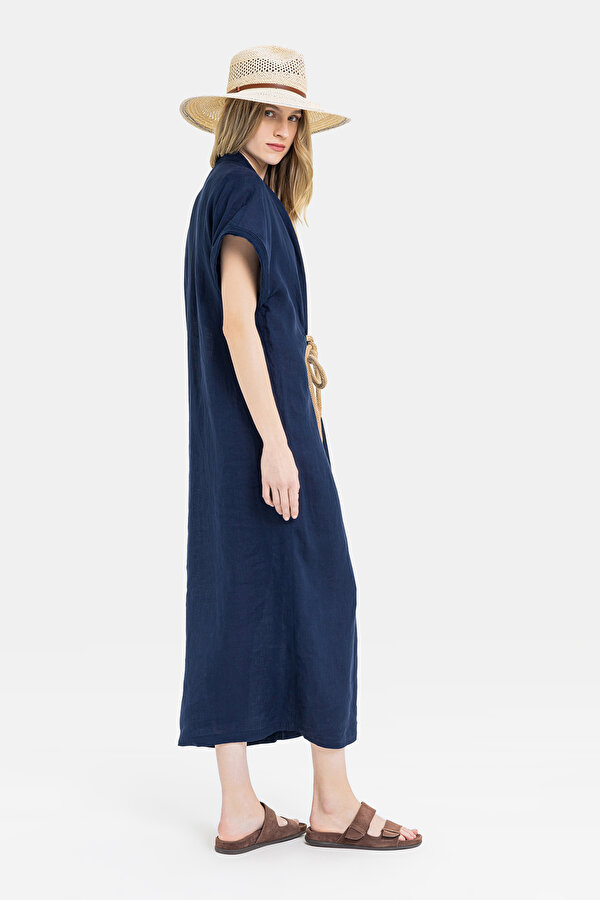 NAVY BLUE LINEN KAFTA 2