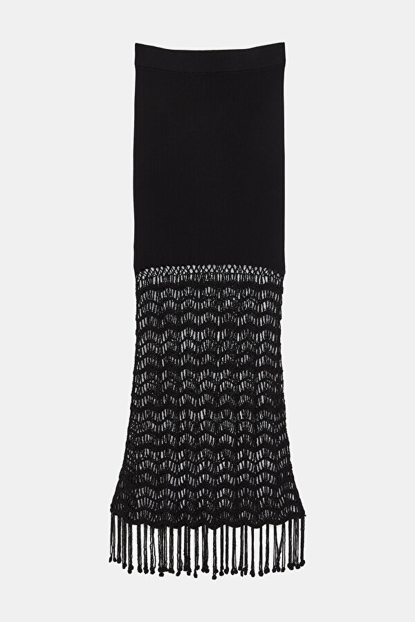 BLACK DESIGN FILLED VISCOSE SKIRT 2