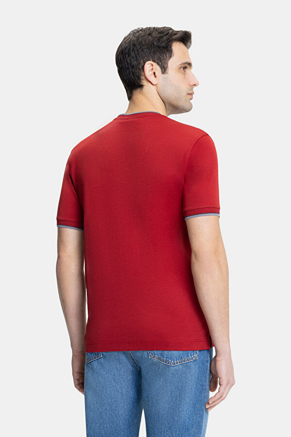RED BASIC / ROUND NECKLINE SHORT SLEEVE TSHIRT 2