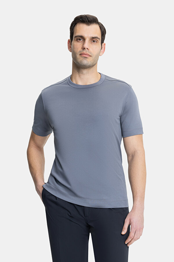 GRİ O YAKA KISA KOLLU T-SHIRT